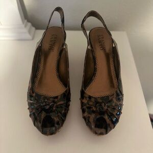 Women’s Franco Sarto Wedge Animal Print Cork Slingback. Size‎ 7.5.